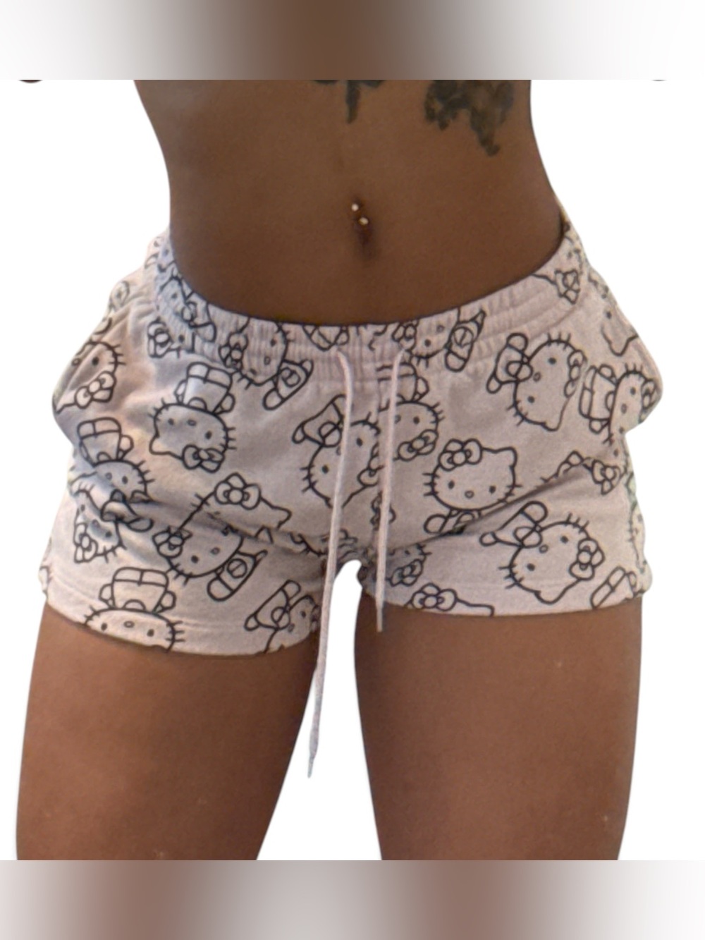 Hello Kitty Light Pink Cotton Drawstring Lounge Shorts